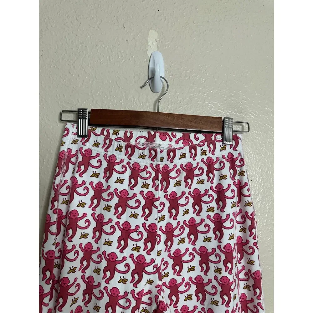 Roller Rabbit Pink Monkey Pajama Pants Womans XS 100% Pima Cotton Made in Peru